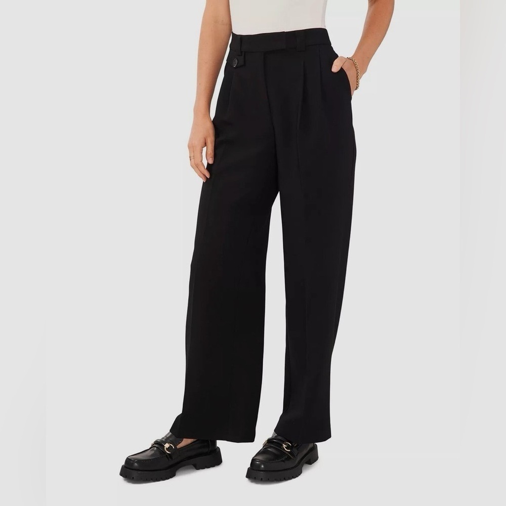 1.STATE Pleated Wide Leg Pants Rich Black
